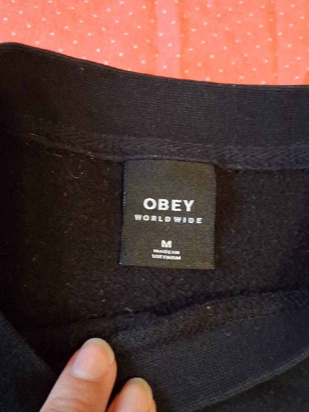 Obey Black Sweatshirt with White Flaws, Size Medium - Picture 2 of 7